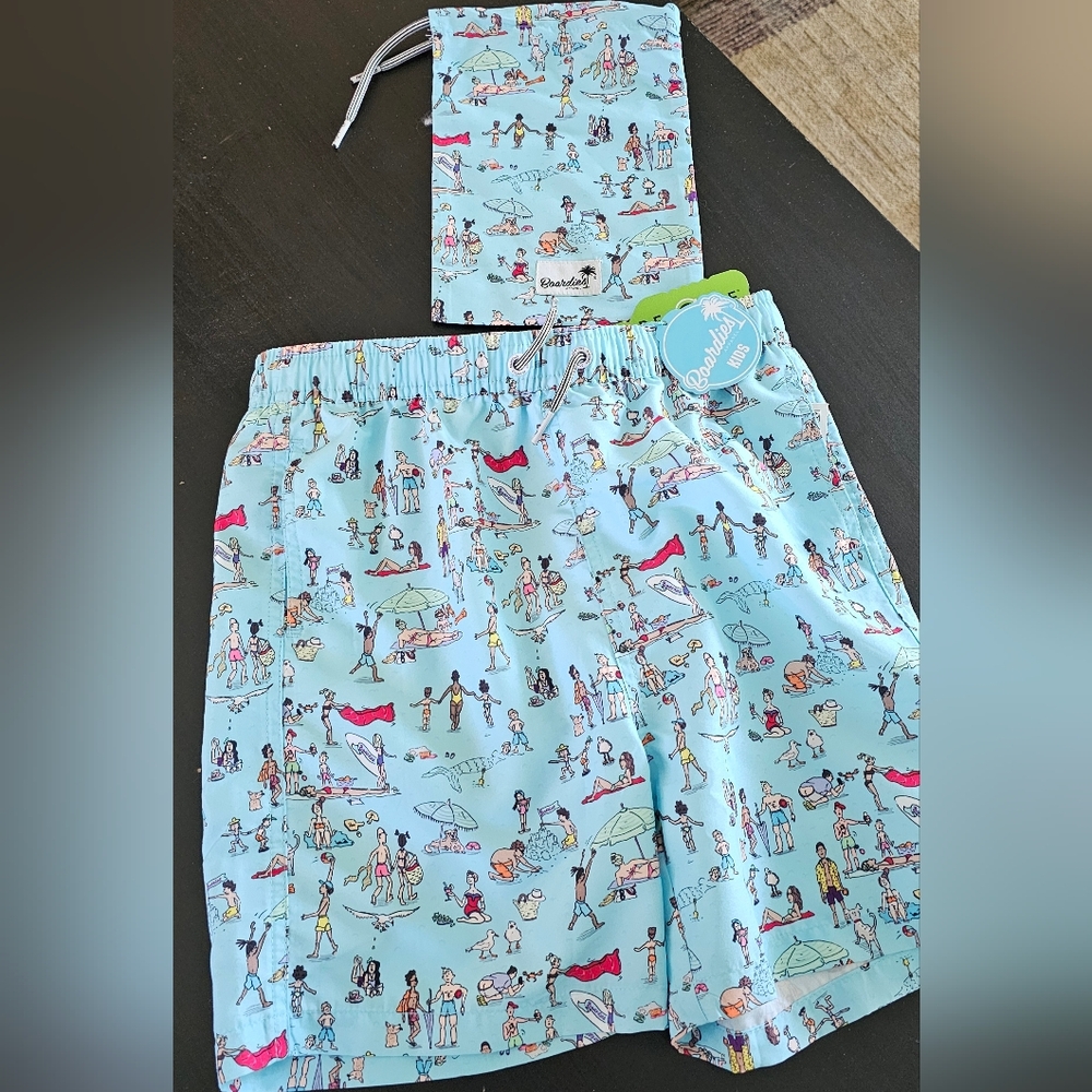 New boardies Vilebrequin Blue Swim trunks with Beach Print